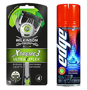 Одноразові станки для гоління Wilkinson Sword Xtreme 3 + Гель для гоління Wilkinson Sword EDGE