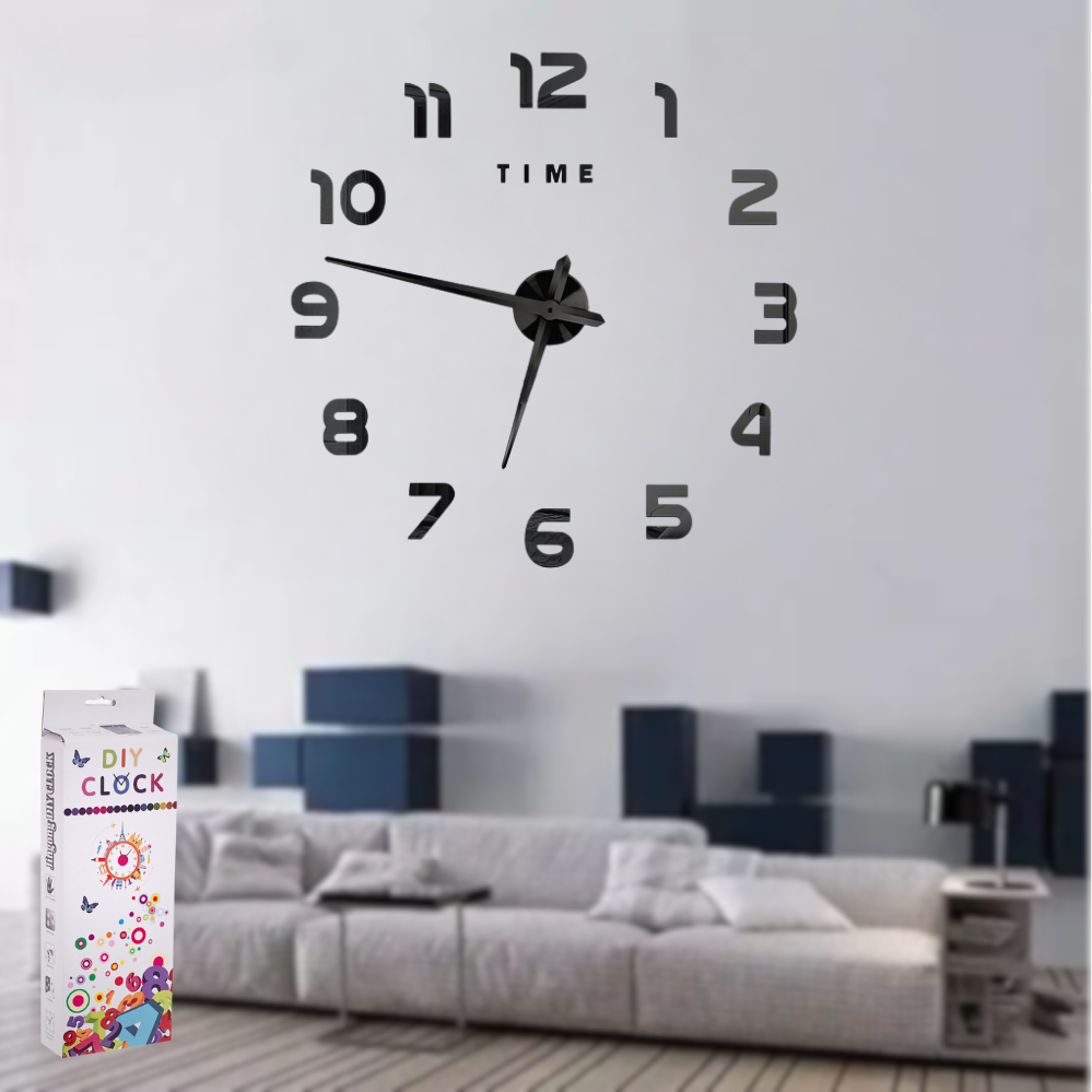 Великий настінний годинник 3D на батарейках Diy Clock Електронна наклейка Зроби сам для кухні вітальні