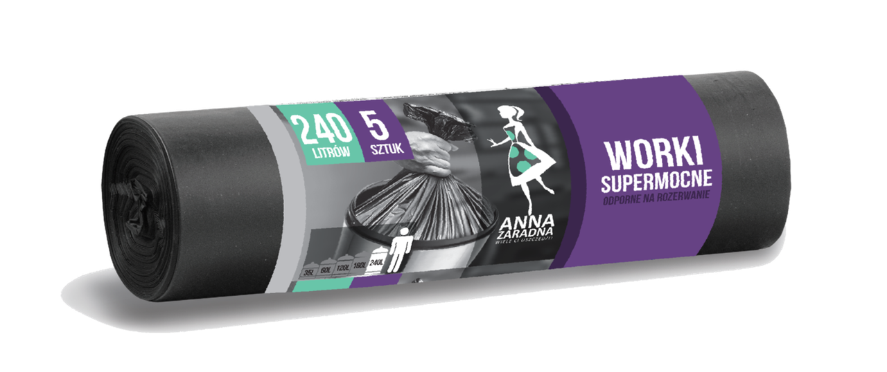 Пакети для сміття Anna Zaradna 240л (5 штук)