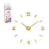Великий настінний годинник 3D на батарейках Diy Clock Електронна наклейка Зроби сам для кухні вітальні Золото, фото 6