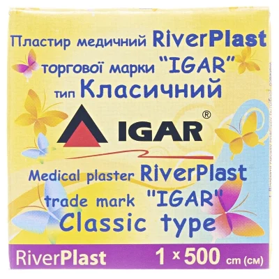 Пластир медичний RiverPlast на бавовняній основі 1х500 см, IGAR (24 шт./уп.)