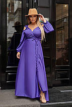 Довга шовкова сукня на запах батал, фото 4