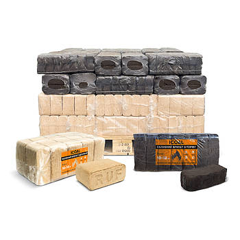 ICOAL Паливні брикети РУФ RUF 20 уп. + Торфобрикет 20 уп. Екологічні торф'яні брикети - всього 400кг