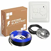 Теплый пол Prime Electric PC-20 нагревательный кабель 100W c механическим терморегулятором белым, 5 м