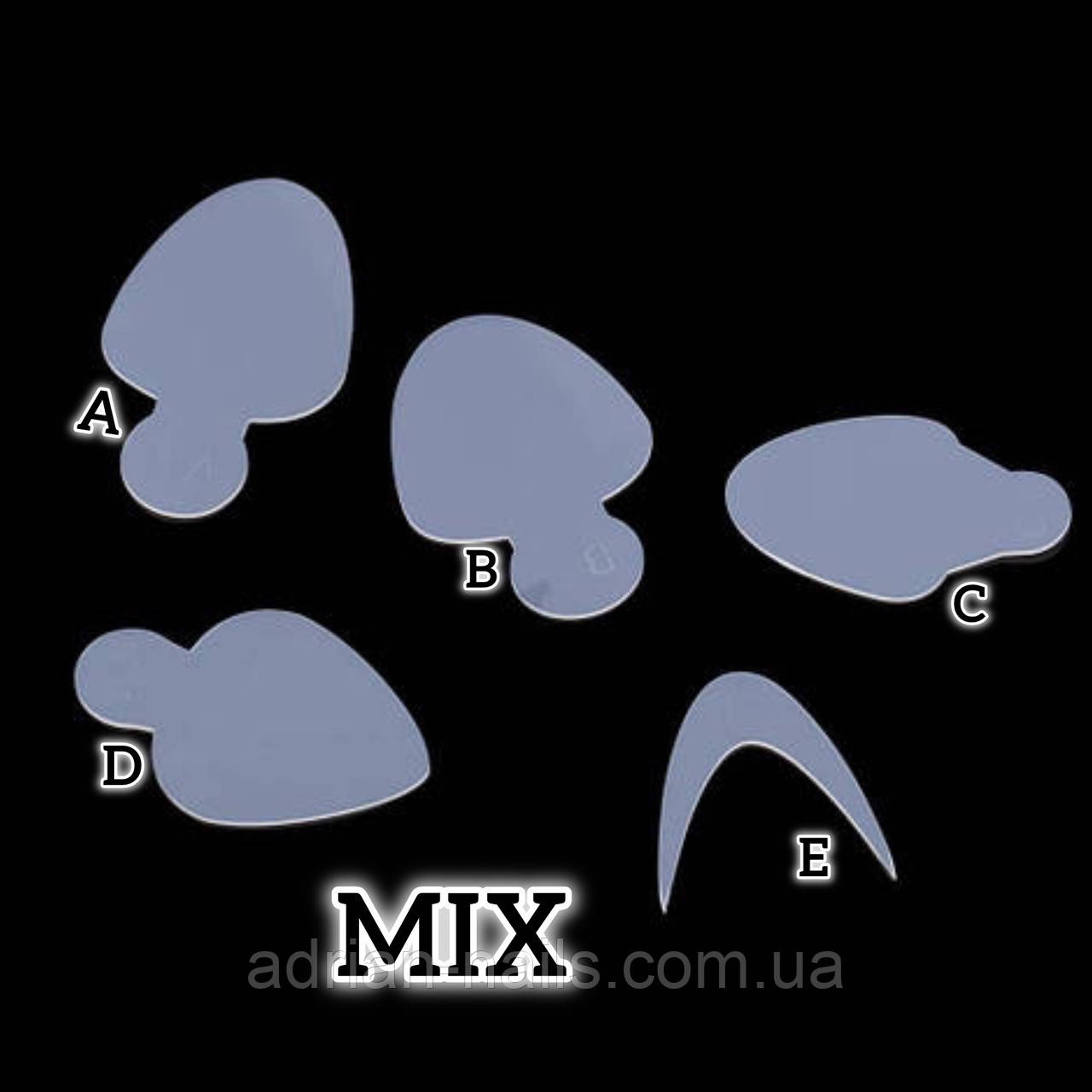 Силіконові молди трафарети для френча на верхніх формах - MIX - 5 аркушів