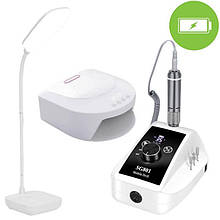 Акумуляторний набір для манікюру та педикюру з лампою для освітлення 1961, лампа BQ V18 + фрезер SG801, - RD-23