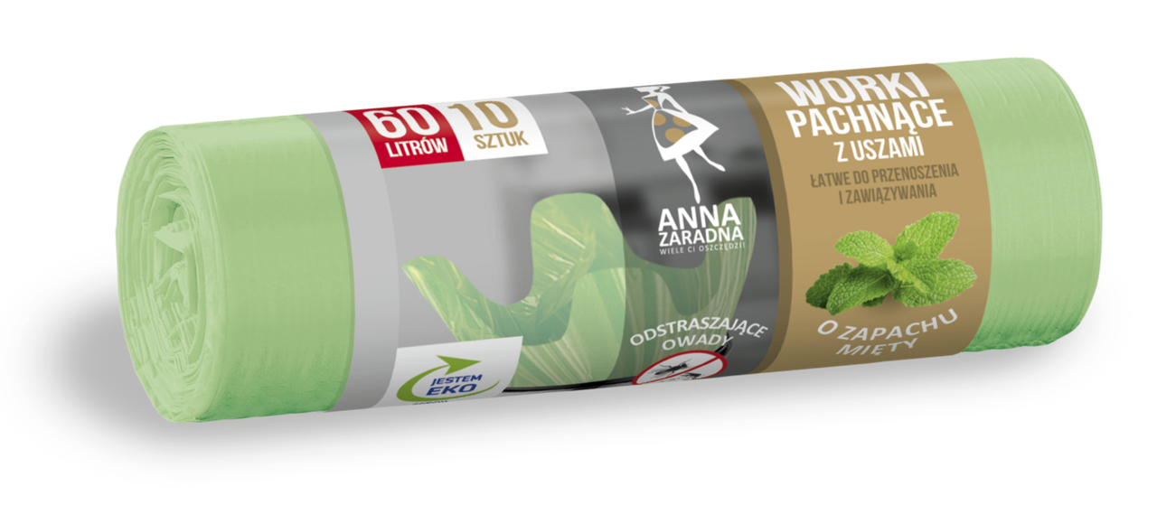 Пакети для сміття Anna Zaradna 60л з вухами (10 штук)