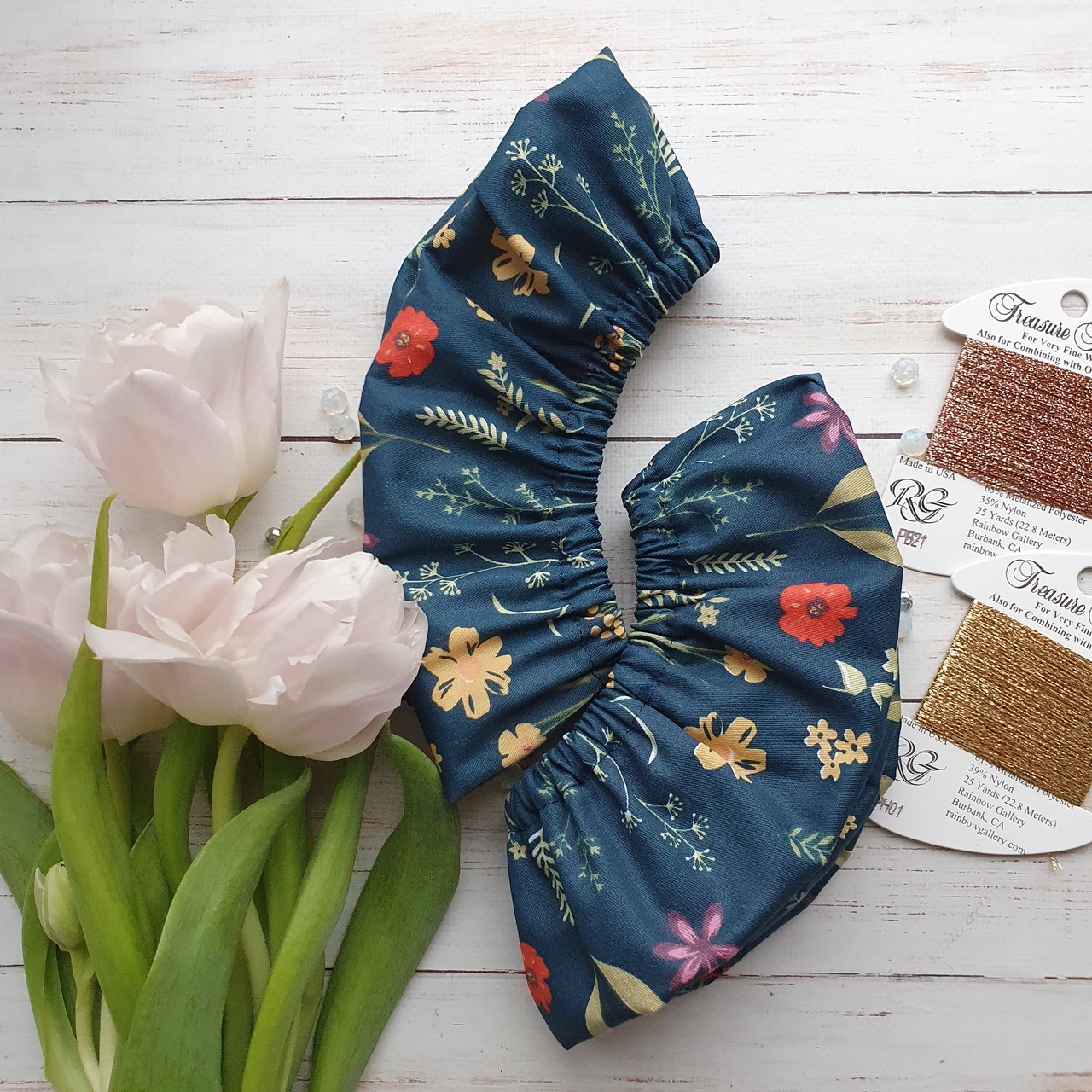 Комплект чохлів на раму "Лісові квіти на синьому", фото 1