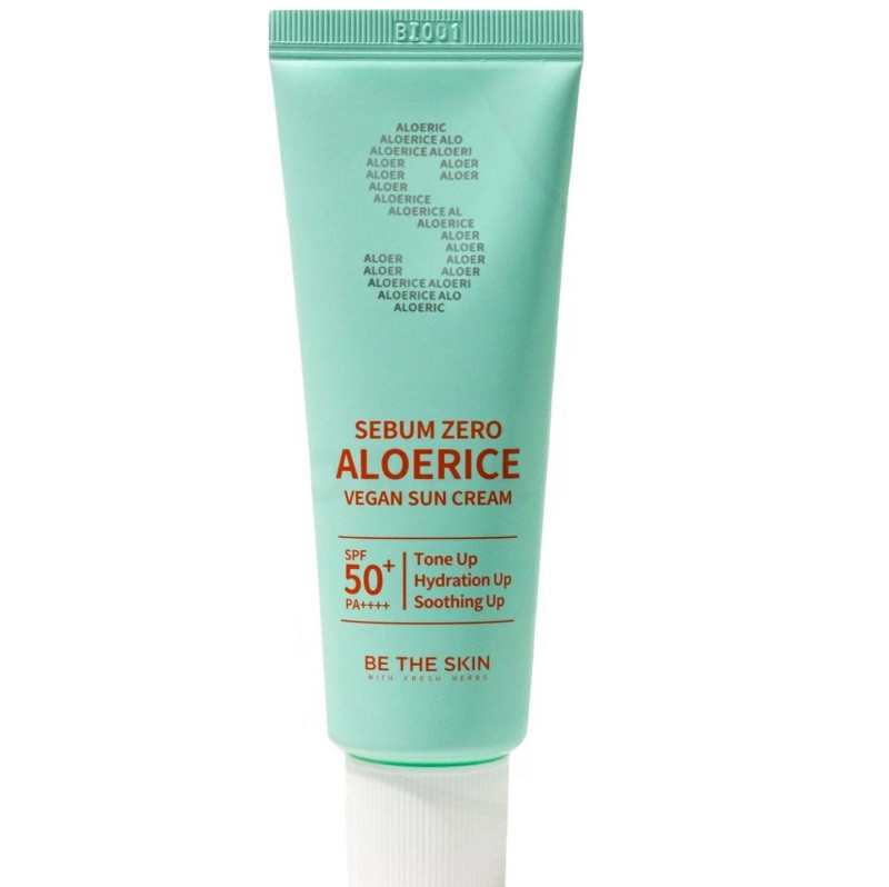 Сонцезахисний крем Be The Skin Sebum Zero Aloerice Vegan Sun Cream SPF 50+ PA++++ 50 мл