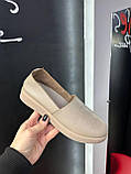 Мокасани жіночі бежевий із натуральної шкіри весна літо легкі стильні, фото 3