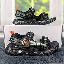 Босоніжки дитячі для хлопчика чорні із помаранчевим на липучках Paliament 5420 35