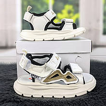 Босоніжки дитячі для дівчинки білі з чорним текстильні Jong Golf 5423 29