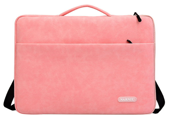 Сумка для ноутбука жіноча рожева шкірзам 13-14" Narniu вологозахисний чохол для ноутбуку 14 дюймів рожевий, фото 1