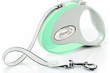 Повідець-рулетка Flexi Style М з прогумованою ручкою, для собак вагою до 25 кг, стрічка 5 метрів, колір м'ятний