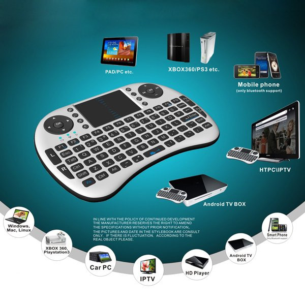  Бездротова клавіатура QWETY Міні i8 з тачпадом 2 для ПК, Смарт ТВ, Android ТБ приставок, Google ТВ