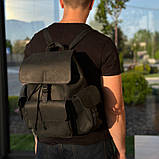 Рюкзак шкіряний на три кишені 10513/2 Чорний FR7, фото 5