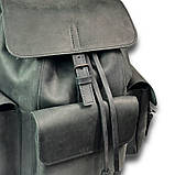 Рюкзак шкіряний на три кишені 10513/2 Чорний FR7, фото 6