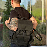 Рюкзак шкіряний на три кишені 10513/2 Чорний FR7, фото 8