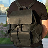 Рюкзак шкіряний на три кишені 10513/2 Чорний FR7, фото 10