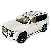 Машинка металева Toyota Land Cruiser 300 тойота ленд крузер 1:24 біла звук світло інерція відкр двері багажник капот 20*8*8,5см, фото 3