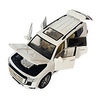 Машинка металева Toyota Land Cruiser 300 тойота ленд крузер 1:24 біла звук світло інерція відкр двері багажник капот 20*8*8,5см, фото 5