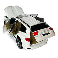 Машинка металева Toyota Land Cruiser 300 тойота ленд крузер 1:24 біла звук світло інерція відкр двері багажник капот 20*8*8,5см, фото 6