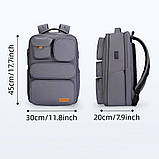 Дорожній рюкзак для ноутбука 17.3 дюйма Mark Ryden MR9004 водостійкий з ортопедичною спинкою (Сірий), фото 9