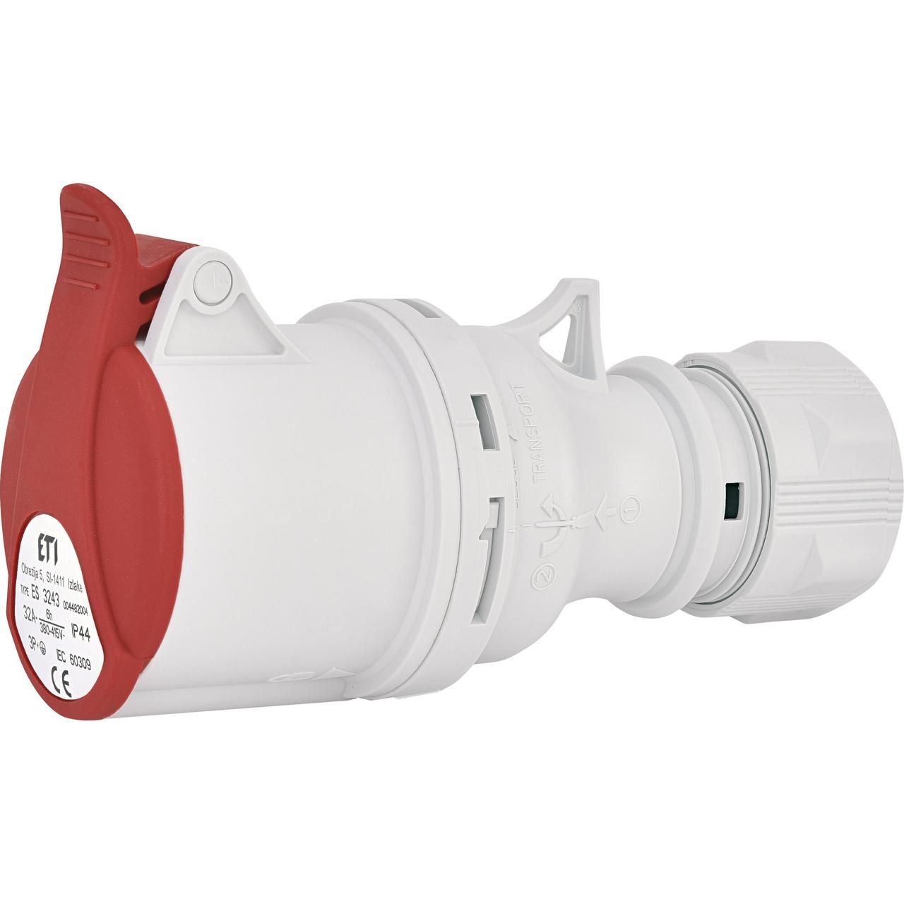 Розетка кабельна переносна ETI ES-3243 32A 400V 3P+PE IP44 (4482004)