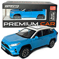 Машинка металева Toyota RAV4 Sport Тойота рав 4 спорт синя 1:22 звук світло інерція відкр двері багажник капот гумові колеса