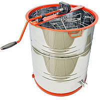 Медогонка з поворотом касет 3-х рамкова (бак нержавіюча сталь AISI 430) касети, ротор - порошкове фарбування, кран - нерж сталь