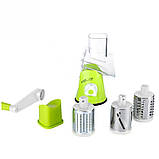 Ручна Овочерізка терка Kitchen Master із 3 насадками | Мультислайсер для овочів та фруктів, фото 8