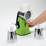 Ручна Овочерізка терка Kitchen Master із 3 насадками | Мультислайсер для овочів та фруктів, фото 4