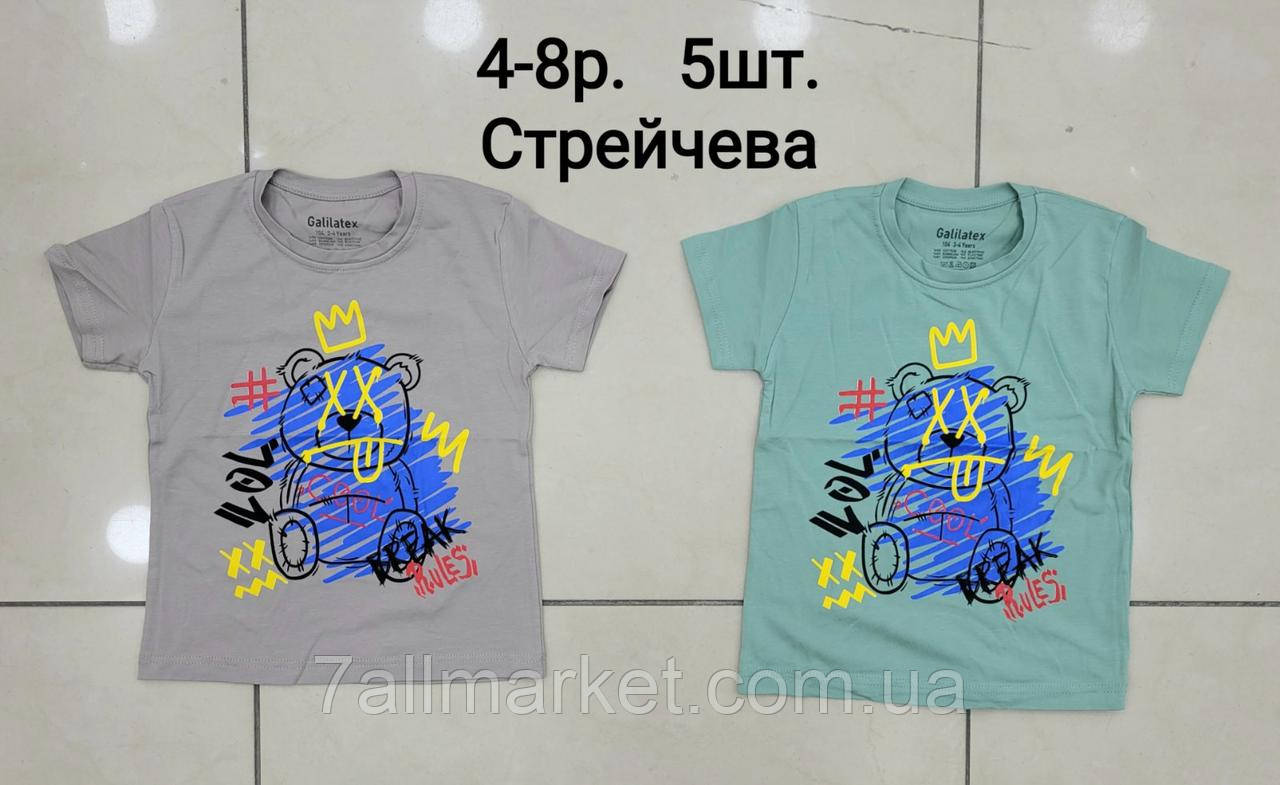 Футболка дитяча з принтом на хлопчика 4-8 років (2 кв) "MIX" купити гуртом в Одесі на 7 км