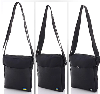 Чоловіча сумка спортивна планшет через плече на блискавці з кишенею і довгим ремінцем 20*17 см Panda