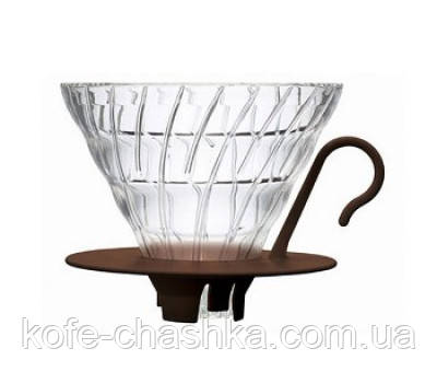 Пуровер Hario V60 02 Glass Dripper Brown скляний чорний для заварювання кави на 1-4 порції