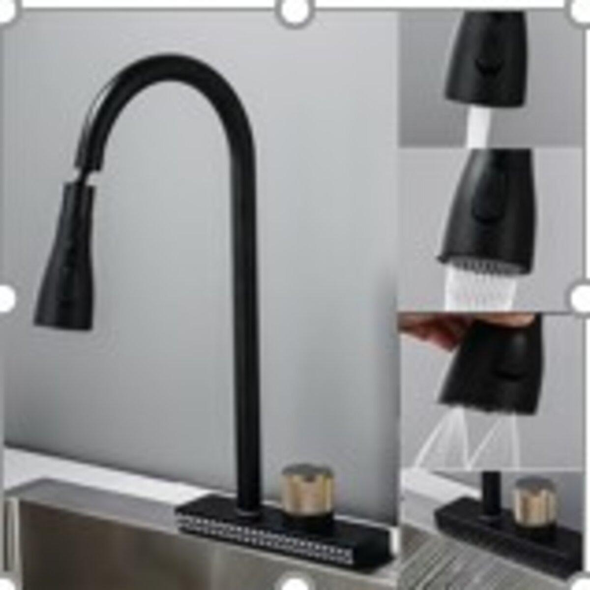 ZS86 комплект змішуачів під мийку водоспад Platinum (black)