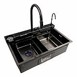 Кухонна мийка 75*46D PVD чорна Platinum Handmade "ВОДОСПАД", фото 8
