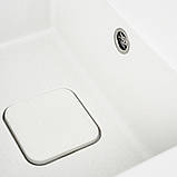 Гранітна мийка для кухні Platinum 7850 CUBE матова Білосніжна, фото 4