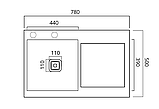 Кухонна мийка 78*50С L  нержавійка Platinum Handmade (поглиблена полиця, 3.0/1.0 мм), фото 2