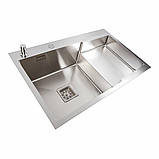 Кухонна мийка 78*50С L  нержавійка Platinum Handmade (поглиблена полиця, 3.0/1.0 мм), фото 5