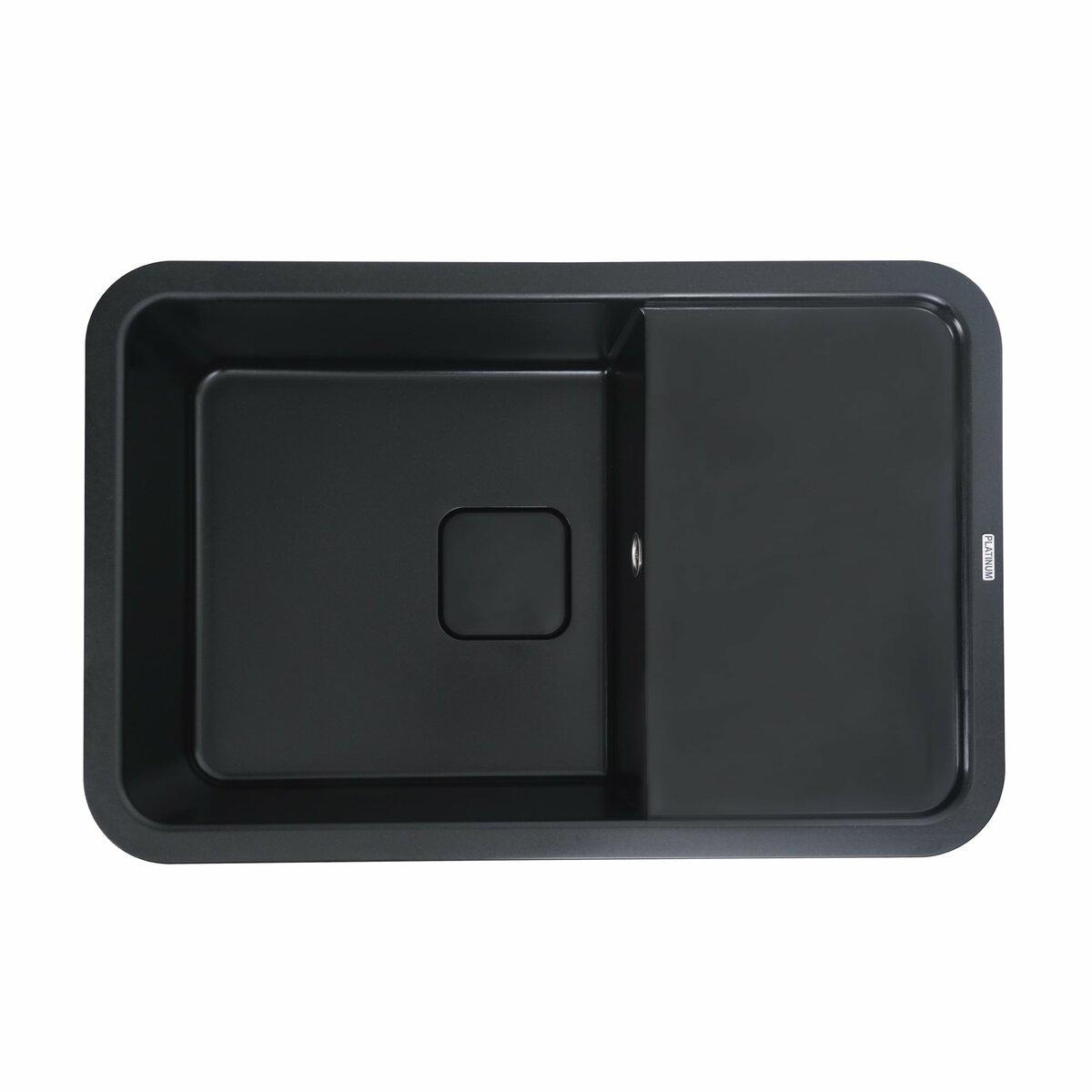 Гранітна мийка для кухні Platinum 7850 CUBE матова Чорна, фото 1