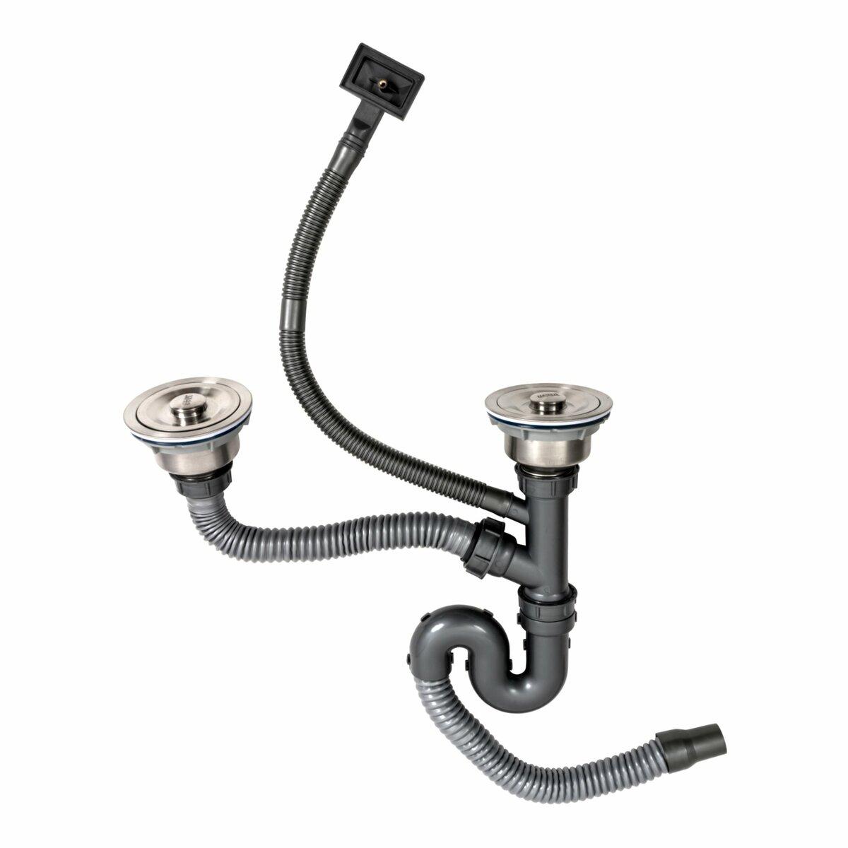 Сифон подвійний Handmade SA006 Platinum  (круглий сифон, стандартний перелив), фото 1