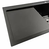 Кухонна мийка чорна PVD 78*48 R Platinum Handmade (два отвори, круглий сифон 3,0/0,8), фото 4