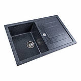 Гранітна мийка для кухні Platinum 7850 TROYA матова Графіт, фото 2