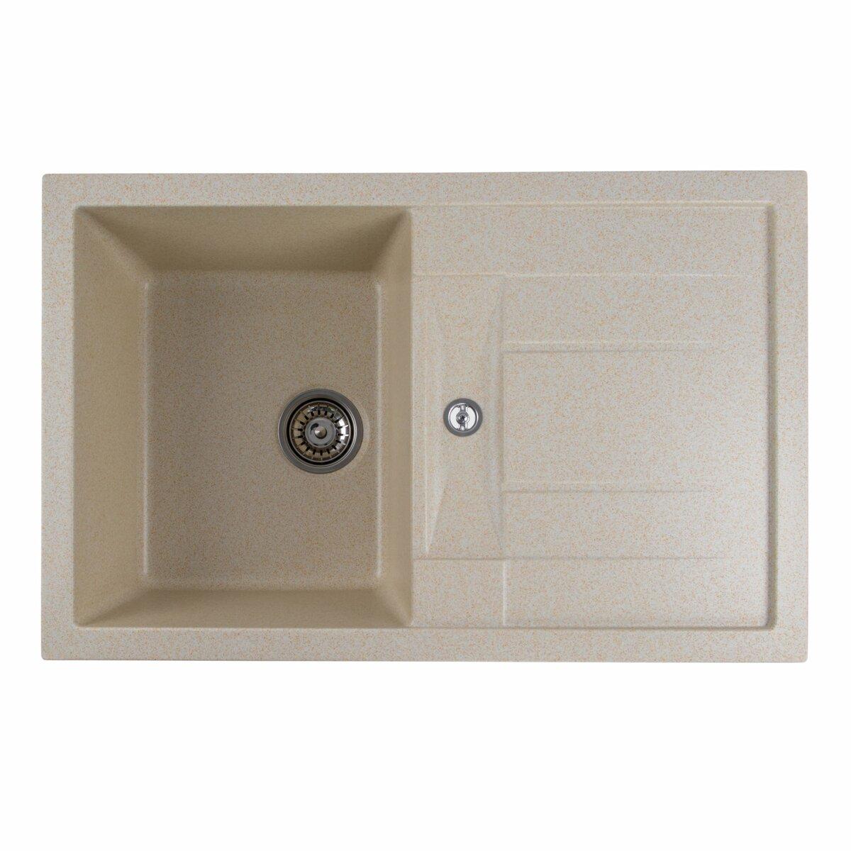 Гранітна мийка для кухні Platinum 7850 TROYA матова Пісок, фото 1