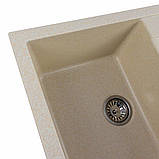 Гранітна мийка для кухні Platinum 7850 TROYA матова Пісок, фото 4