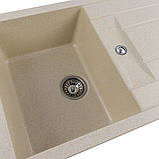 Гранітна мийка для кухні Platinum 7850 TROYA матова Пісок, фото 5