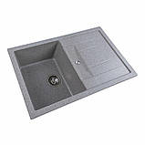 Гранітна мийка для кухні Platinum 7850 TROYA матова Сіра, фото 2