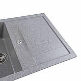 Гранітна мийка для кухні Platinum 7850 TROYA матова Сіра, фото 4