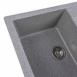 Гранітна мийка для кухні Platinum 7850 TROYA матова Сіра, фото 5